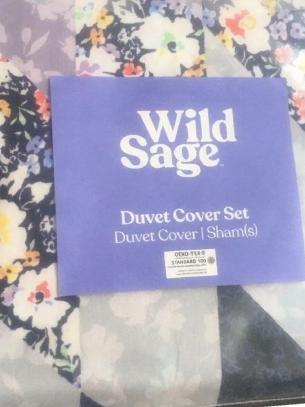 Wild Sage Comforter Set in Lavender and Navy Full/Queen